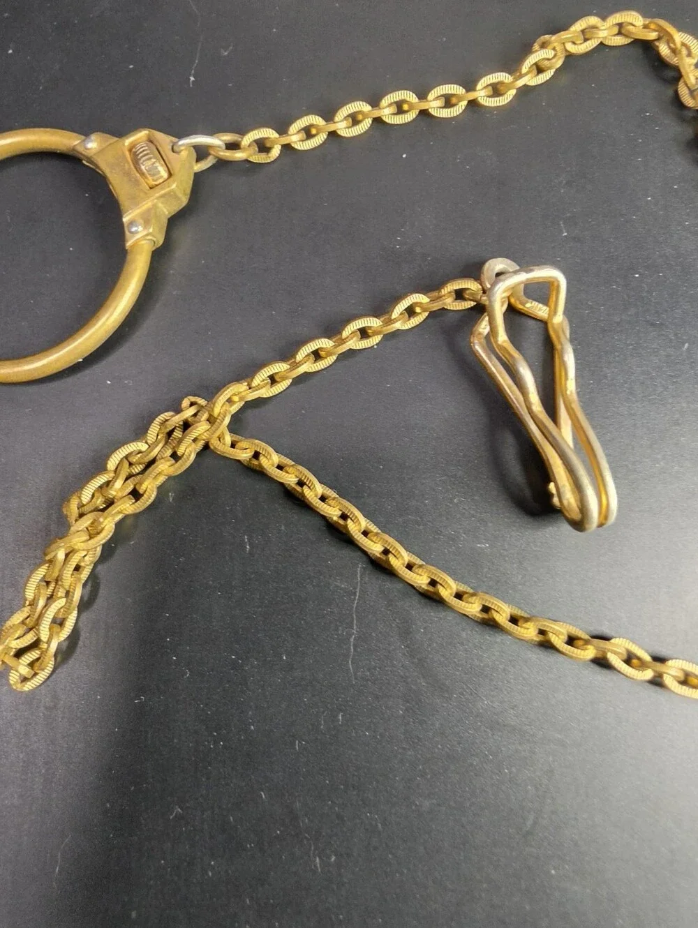 Gold-Tone Pocket Watch Chain with Clip